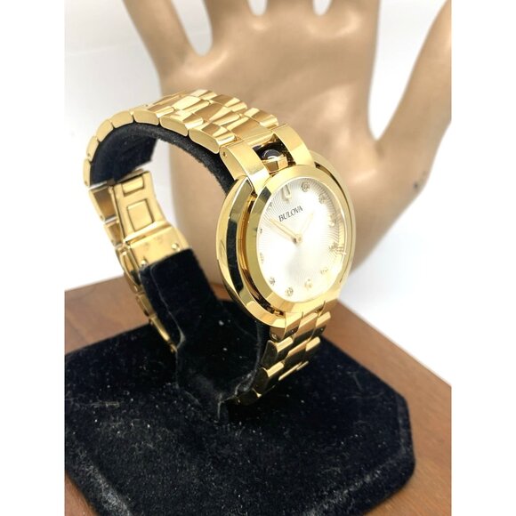 Bulova Women's Watch 97P125 Quartz Silver Dial Diamond Gold Stainless Steel 35mm - Picture 13 of 13